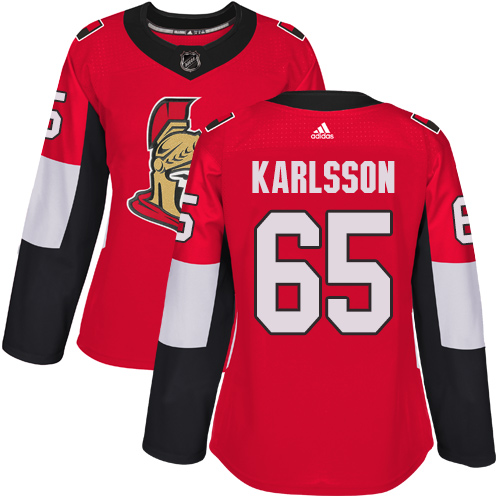 Adidas Ottawa Senators 65 Erik Karlsson Red Home Authentic Women Stitched NHL Jersey